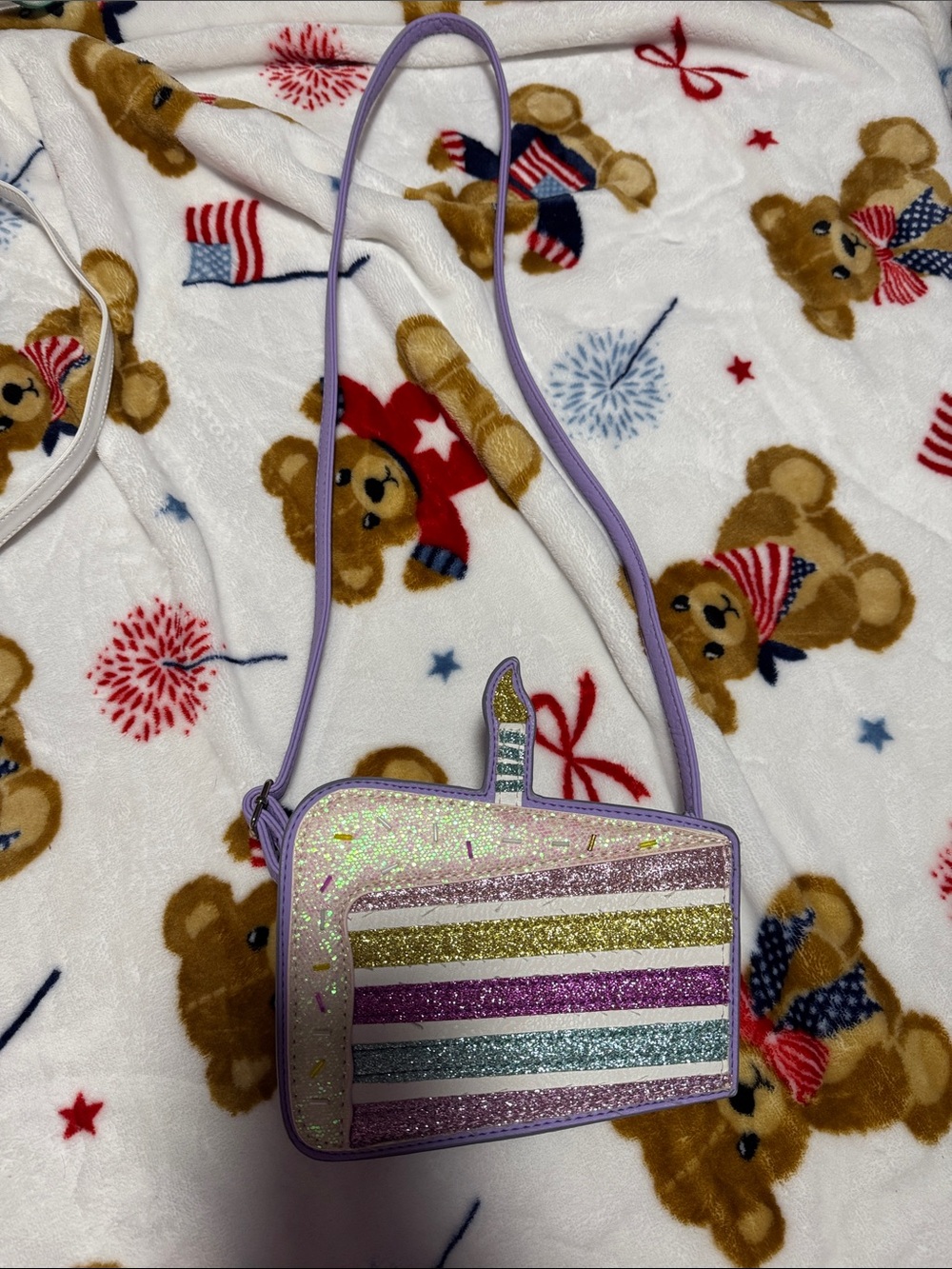 Kids Glitter Birthday Cake Crossbody Bag - Purple
